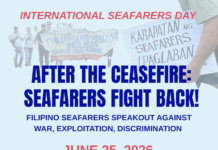 FILIPINO SEAFARERS RAISE DEMANDS TO END EXPLOITATION, DISCRIMINATION AND WAR ON INTERNATIONAL DAY OF THE SEAFARERS