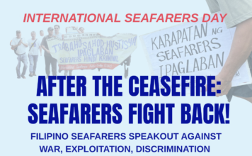FILIPINO SEAFARERS RAISE DEMANDS TO END EXPLOITATION, DISCRIMINATION AND WAR ON INTERNATIONAL DAY OF THE SEAFARERS